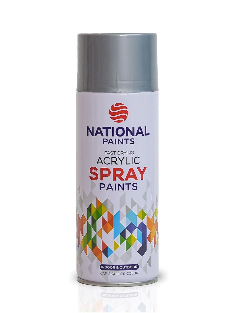 NATIONAL PAINTS - Fast Drying Acrylic Spray Paint - SILVER-500 - Image 1