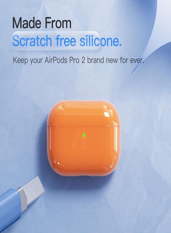 DamonLight Case for AirPods Pro 2 Never-Sretch-Out DamonLight Shock-Proof Protective Semi Hard Silicone Case Compatible with Apple Airpods Pro 2nd Generation (Orange) - Image 4