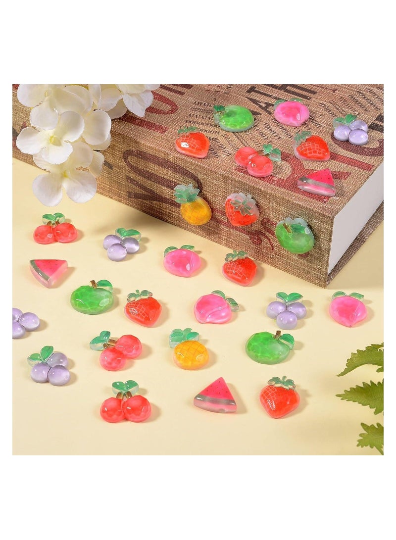 70 Pcs Planar Resin Flatback, Charms Fruit Resin Nail Art Resin Peach Apple Strawberry Flatback for Scrapbooking Embellishment DIY Craft Decors Hair Accessories  - Image 2