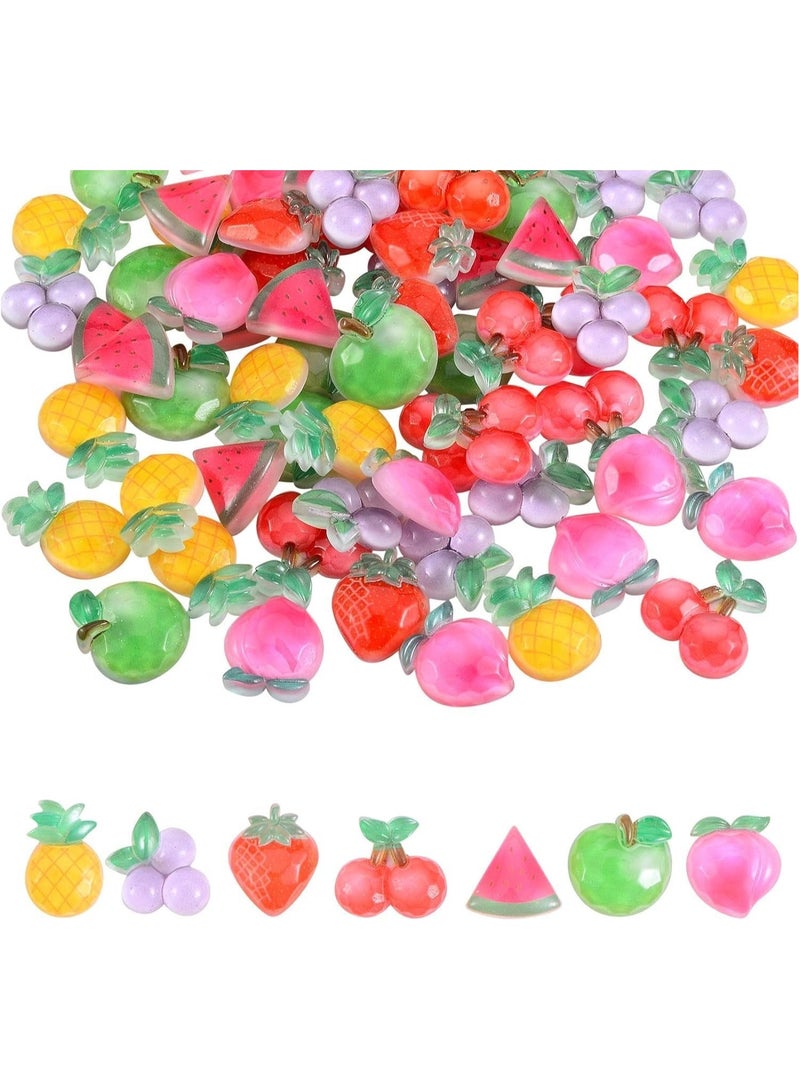 70 Pcs Planar Resin Flatback, Charms Fruit Resin Nail Art Resin Peach Apple Strawberry Flatback for Scrapbooking Embellishment DIY Craft Decors Hair Accessories  - Image 1