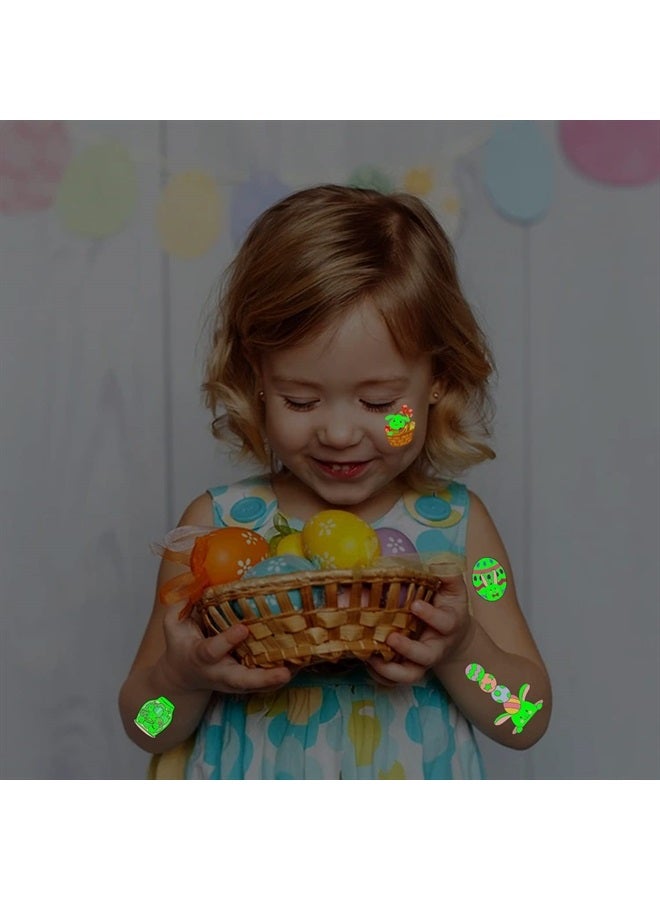 Temporary Tattoo for Kids, Easter Eggs Chicken Tattoo Stickers, Luminous Kids Tattoos for Gifts Filler Easter Egg Basket Stuffers Easter Party Favors Decorations Supplies School Rewards