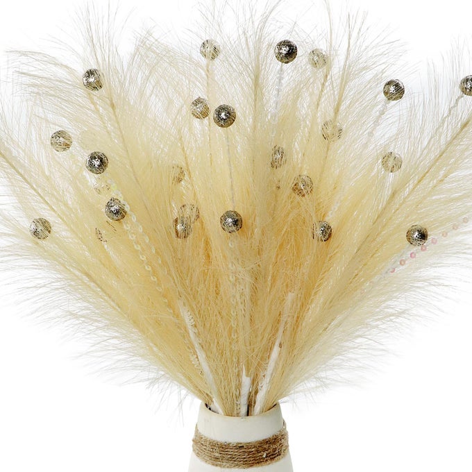 PACK OF 4 CHRISTMAS FEATHER SEQUINS BERRIES PICKS 40CM CHRISTMAS TREE LARGE FEATHERS GLITTERING SEQUINS BERRIES DECORATIONS FOR XMAS DECOR CRAFTING HOME DECORATIVE VASE FILLING CHAMPAGNE