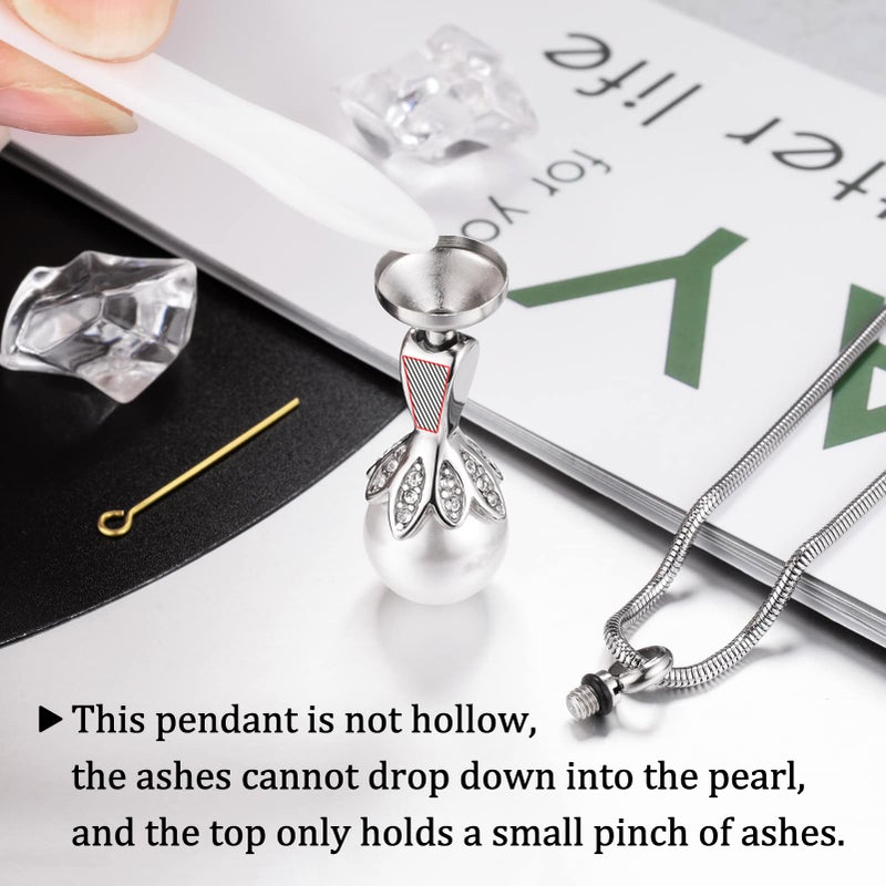 XIUDA Pearl Urn Necklace for Ashes Memorial Cremation Necklaces Stainless Steel Ashes Necklaces for Men Women - Image 4