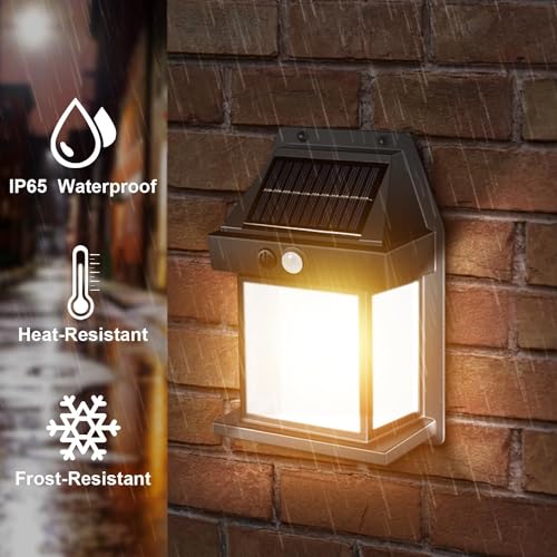 LITVERSE Abs Solar Lights Outdoor, Wall Sconce Motion Sensor, 3 Lighting Modes Waterproof Solar Security Wall Lantern Light Fixtures for Garden Yard Patio Fence Outside Decorative - Image 3