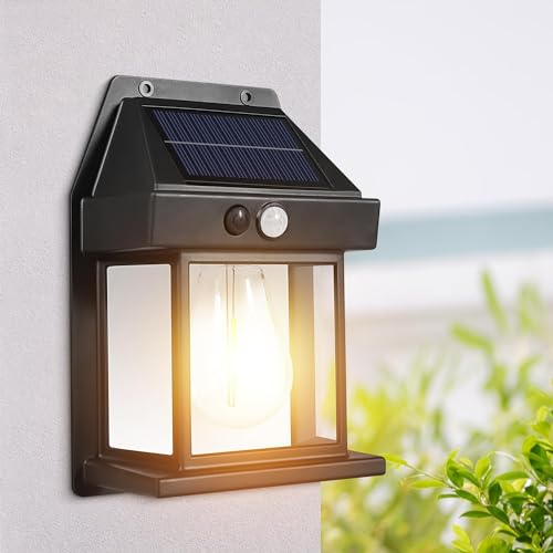 LITVERSE Abs Solar Lights Outdoor, Wall Sconce Motion Sensor, 3 Lighting Modes Waterproof Solar Security Wall Lantern Light Fixtures for Garden Yard Patio Fence Outside Decorative - Image 1