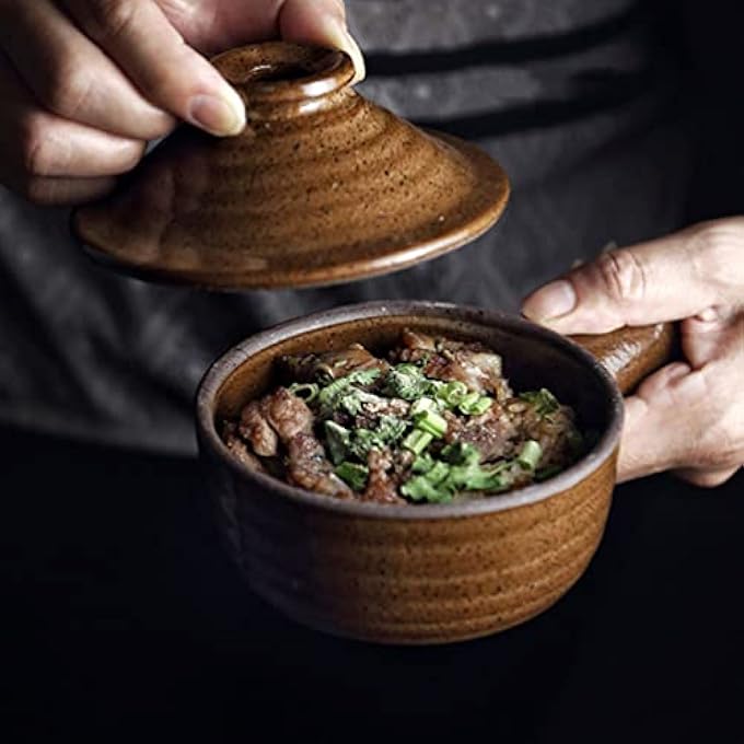 ريحني حساء السيراميك قدر الفخار حساء البصل الفرنسي قدر الطين قدر الطين قدر الطهي الصغير قدر المطاخ أواني الطهي مع غطاء - Image 5