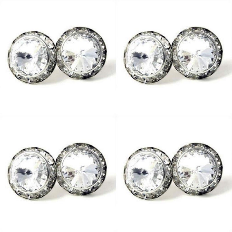 DOLON 4 Pairs 20mm Round Shaped Acrylic Stone Post Earrings for Womens Wedding Dance Costume Casual Wear Stage Jewelry Mothers Day Gift Clear - Image 1