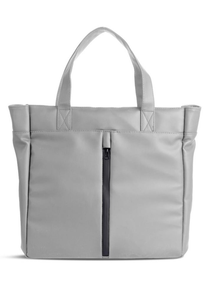 Ar supply AR Tote Bag by Arij Bags | Large Tote Bag for Laptop and Daily Use, Detachable and Adjustable Crossbody Strap, Spacious Main Compartment, Laptop Pocket, Multiple Inner Pockets and Quick Access Front Pocket (39 × 38 × 12 cm) (Grey) - Image 1