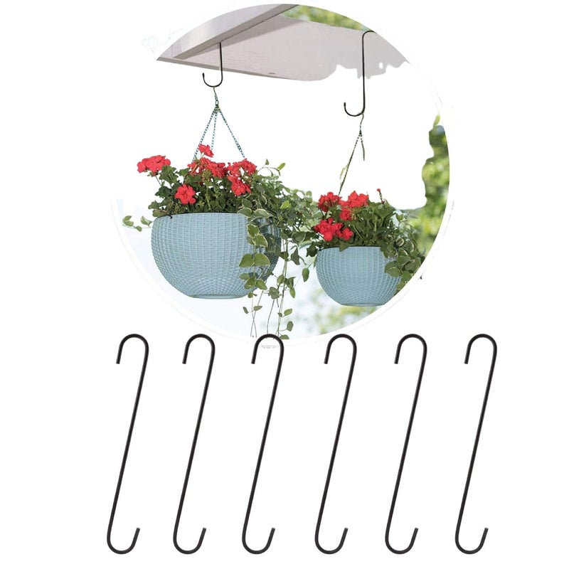Leafy Tales Heavy Duty Metal Large S Hooks Pack of 6 10 inch Black Small - Image 1