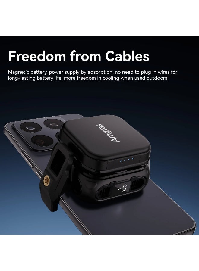 Amgras IceWorld Ultra 2 Mobile Phone Cooling Radiator With External Wireless Battery Magnetic Back Clip 2 in 1 Cooler Fan (Heat Sink+Battery*2) - Image 5