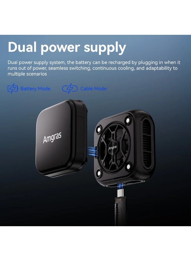 Amgras IceWorld Ultra 2 Mobile Phone Cooling Radiator With External Wireless Battery Magnetic Back Clip 2 in 1 Cooler Fan (Heat Sink+Battery*2) - Image 3