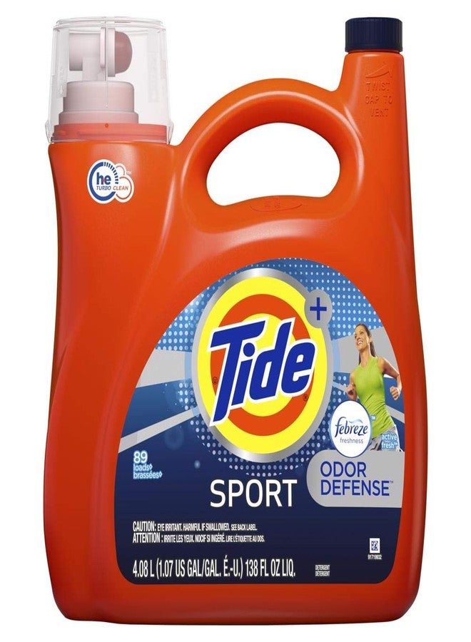 Procter & Gamble Tide Plus Febreze Fresh Sport Odor Defense HE Turbo Clean Liquid Laundry Detergent, Active Fresh Scent (89 Loads), 138 Fl Oz - Packaging May Vary - Image 1