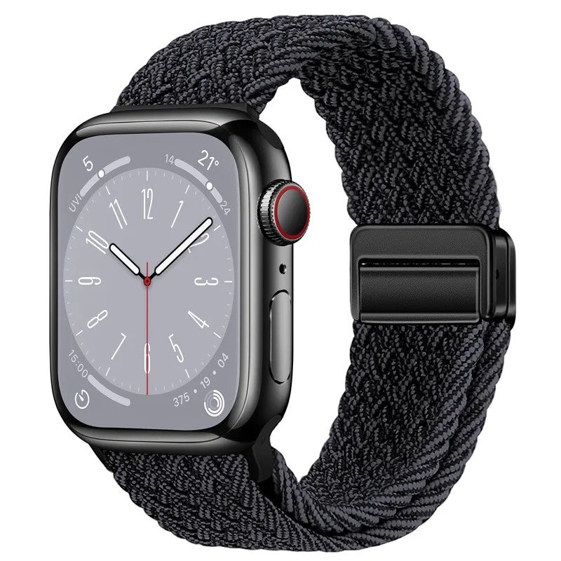 Bluejw New Magnetic Nylon Braided Loop Strap for Apple Watch Series 9 8 – Replace the Watch Strap with Elastic Bracelet & 49mm Metal Buckle Band for Women - Image 1