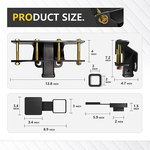 YZONA for Jeep Wrangler Tow Hitch Trailer Kit Compatible with 2018 2019 2020 2021 2022 2023 2024 Jeep Wrangler JL JLU Hitch Receiver with Cover, 2 Inch Rear Bumper Towing Combo (2 Door & 4 Doors) - Image 3