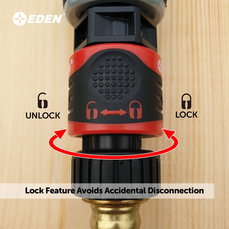 Eden 95210 Premium Garden Hose Quick Connect Set | 5-Piece Snap & Lock Fittings with Water Stop & Secure Twist-Lock Design - Image 4