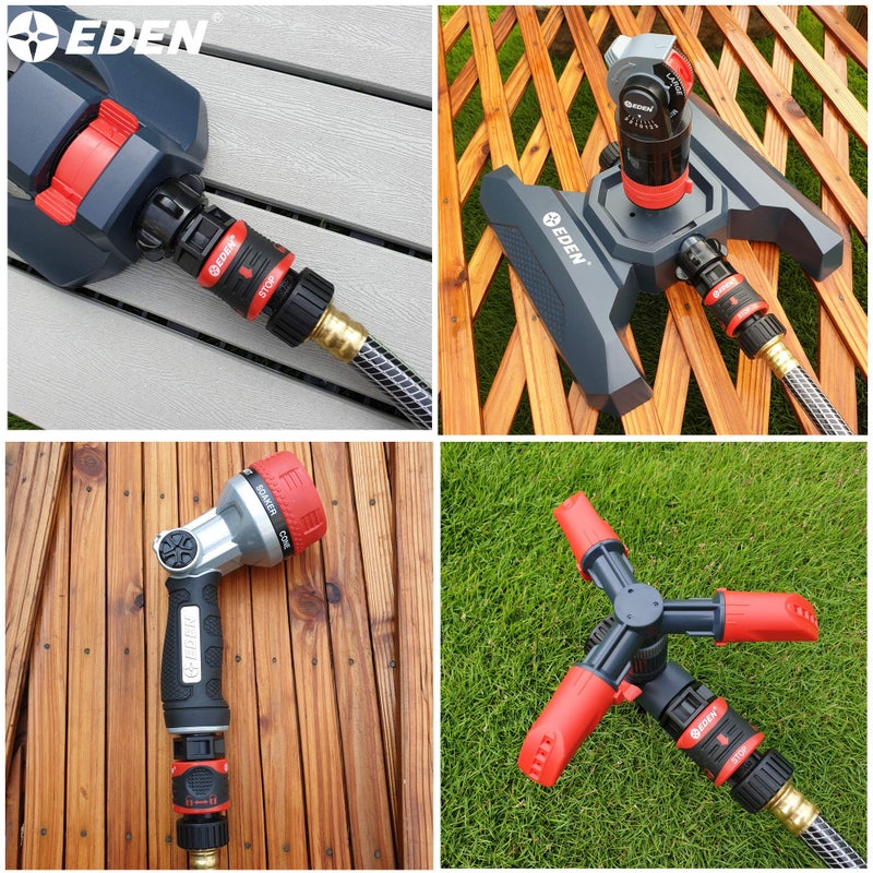 Eden 95210 Premium Garden Hose Quick Connect Set | 5-Piece Snap & Lock Fittings with Water Stop & Secure Twist-Lock Design - Image 5