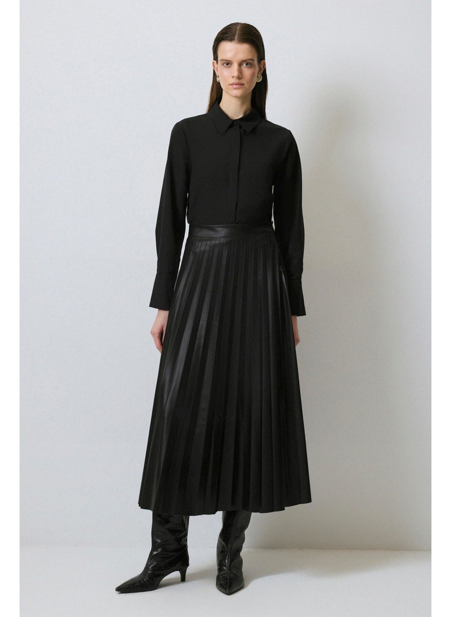 Touche - Pleated Leather Skirt - Image 1