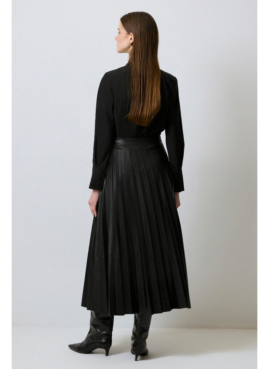 Touche - Pleated Leather Skirt - Image 1