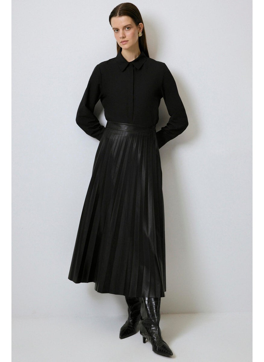 Touche - Pleated Leather Skirt - Image 1