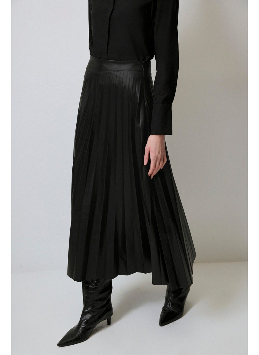 Touche - Pleated Leather Skirt - Image 1