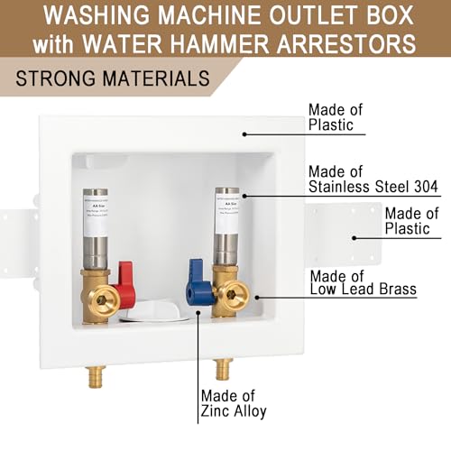Lingmfg [1 Piece] Lingmfg Washing Machine Outlet Box PEX Crimp with Hammer Arrestors and 2 inch Outlet Drain, 1/2 inch Crimp PEX 1807, Connection 3/4 inch Washing Machine Hoses - Image 5