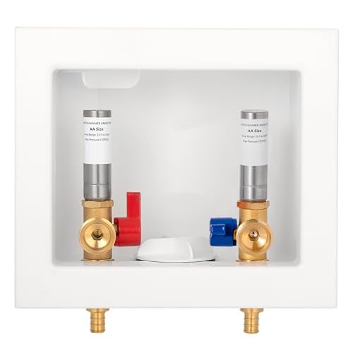 Lingmfg [1 Piece] Lingmfg Washing Machine Outlet Box PEX Crimp with Hammer Arrestors and 2 inch Outlet Drain, 1/2 inch Crimp PEX 1807, Connection 3/4 inch Washing Machine Hoses - Image 1