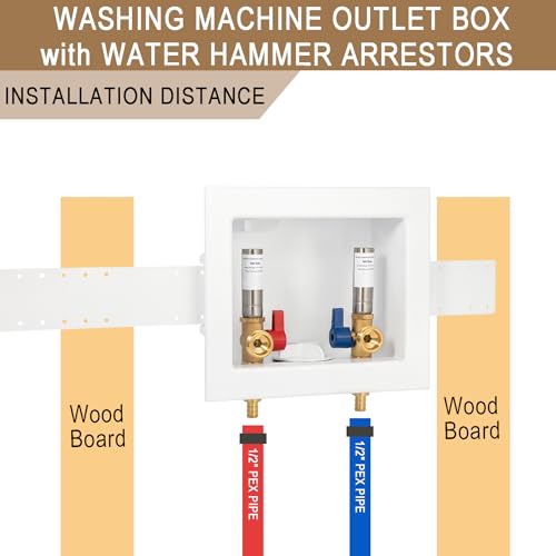 Lingmfg [1 Piece] Lingmfg Washing Machine Outlet Box PEX Crimp with Hammer Arrestors and 2 inch Outlet Drain, 1/2 inch Crimp PEX 1807, Connection 3/4 inch Washing Machine Hoses - Image 2