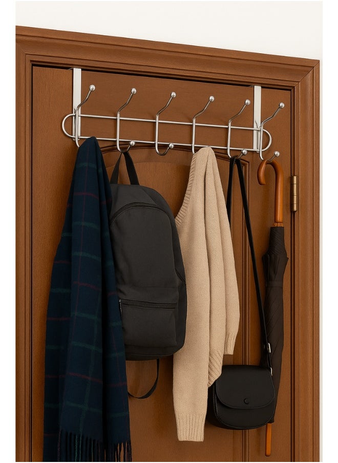 Door Hanger for Cloth Hanging Over The Door Hook with 12 Portable Hooks Heavy Duty Cloth Hanger Rack for Hanging Clothes (12 Hooks Hanger)  - Image 1