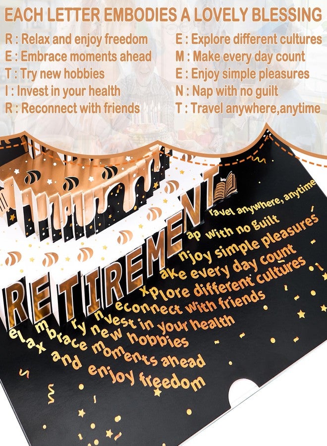 Airpark 3D Pop Up Retirement Card with Cake, Retirement Gift for Woman and Men, Happy Retirement Card for Women with Envelope（Black） - Image 2