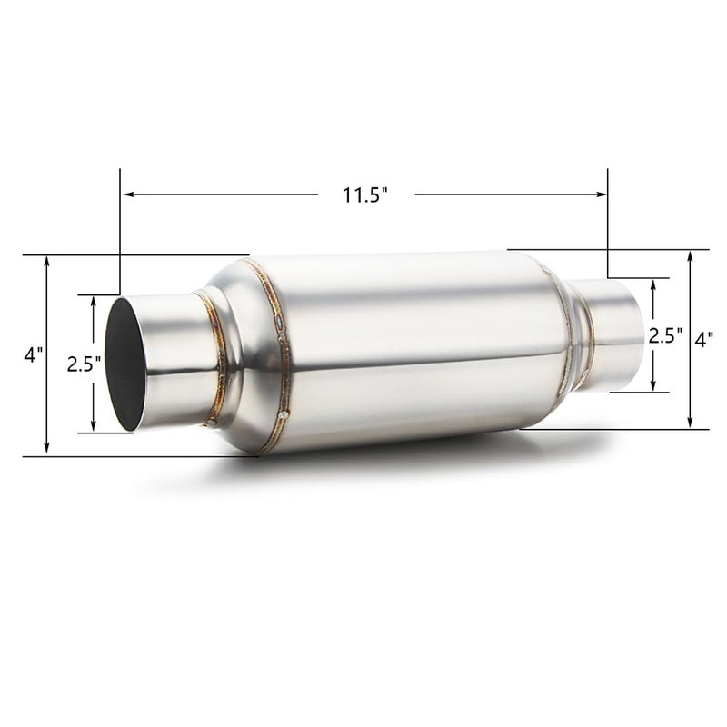 LCGP 2.5'' Inlet & Outlet Universal Muffler, 11.5'' Overall Length Stainless Steel Resonator 2 Pack - Image 3