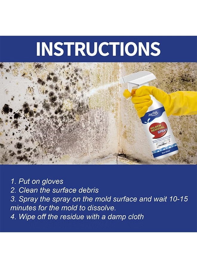 JUE-FISH Mildew Removal Spray With Towel And Brush, All Purpose Household Cleaner Spray, Suitable For Walls,Tiles, Floors, Sinks, Bathtubs And Toilets, Spray Cleaner For Ceiling, 60ML - Image 3