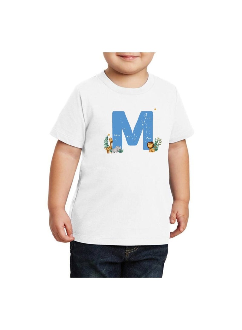برينت شوب فور مي تي شيرت الحروف الأبجدية للأولاد بتصميم حيوان - هدية عيد ميلاد أولية - تي شيرت للأطفال - تذكار فريد لعيد الميلاد للأطفال - Image 1