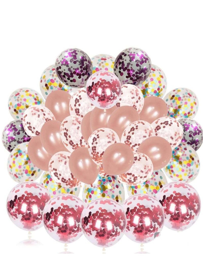 40Pcs Multiple Color Latex Confetti Balloons & Rose Gold Balloons (12inch) Party Set for Baby Shower, Wedding Anniversary, Graduation, Birthday Party Decoration