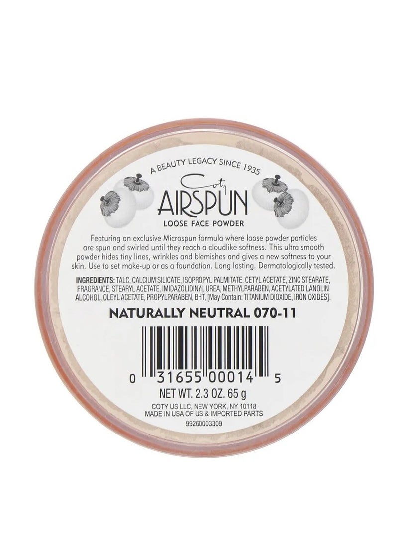 Airspun Loose Face Powder Naturally Neutral 070-11  2.3 oz 65 g - Image 2
