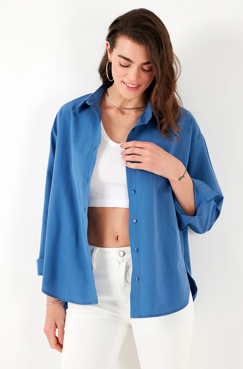 Lela Cotton Regular Fit Short Front Long Back Oval Cut Shirt Women's Shirt CF25S163867