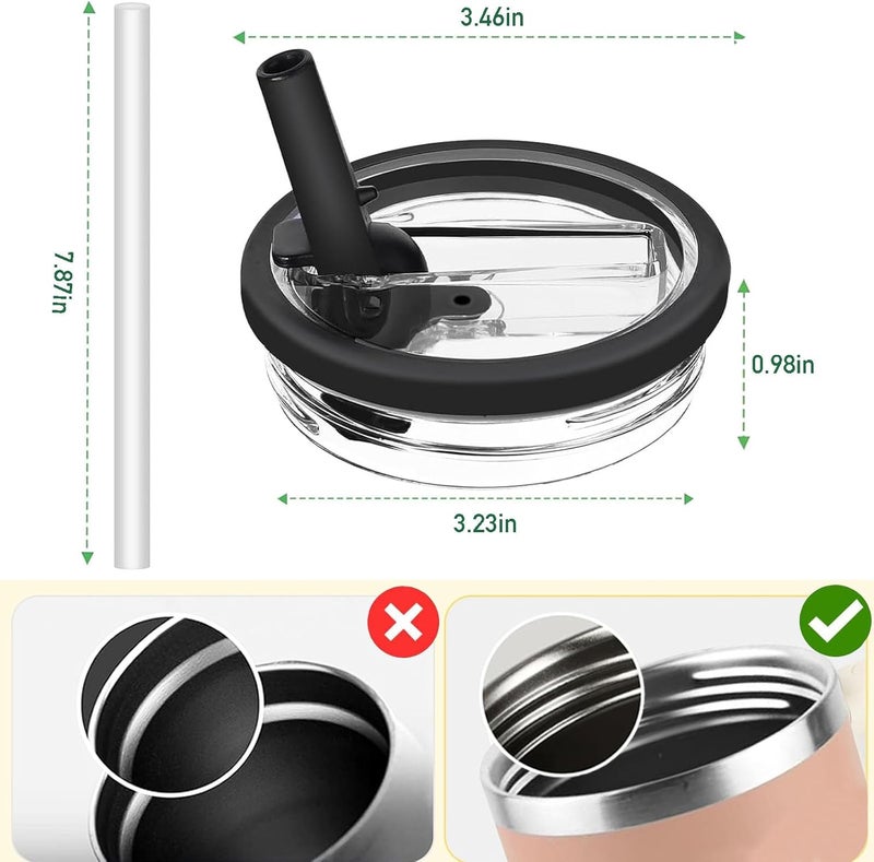 Bnoname 2 Pack 30 oz Tumbler Flip Straw Lid Replacement Compatible for Stanley Quencher, Leak Proof Lid Replacement for 30 OZ Stanley H2.0 FlowState Tumbler,Spill Proof Splash Reusable (Black) - Image 2