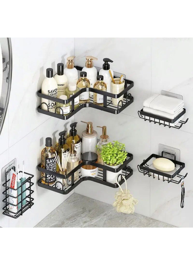 Generic 5-Piece Metal Corner Set – Includes 2 Metal Corners, 2 Spice Holders, and Brush Holder – Versatile Use for Kitchen and Shower NI  - Image 1