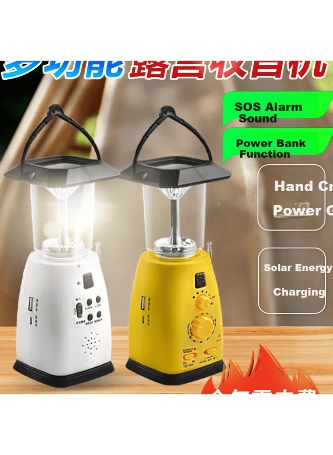 Jujingyang Hand Crank Generator Radio Multifunctional Outdoor Waterproof Disaster Charging Emergency Lighting Solar Camping Lamp - Image 1