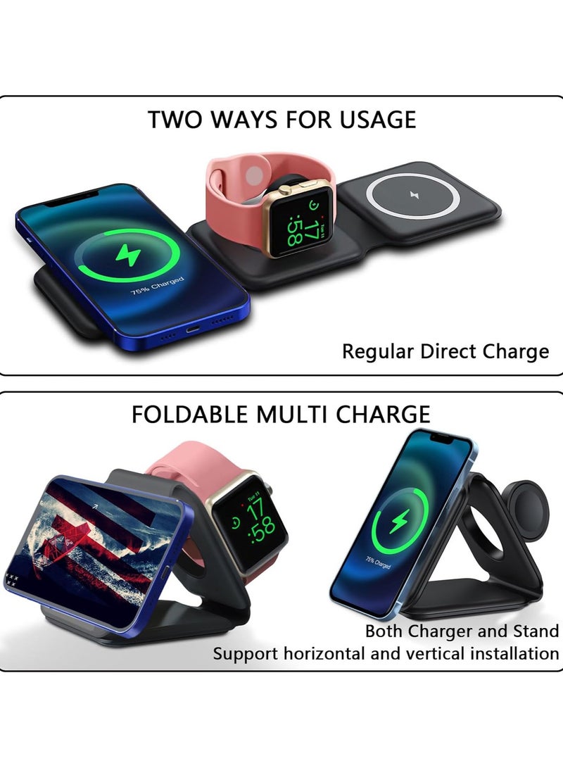 Raxoom 3 in 1 Magnetic Wireless Charger Phone Fast Charging Dock Station for Watch Earphone Compatible with Mutiple Devices - Image 4