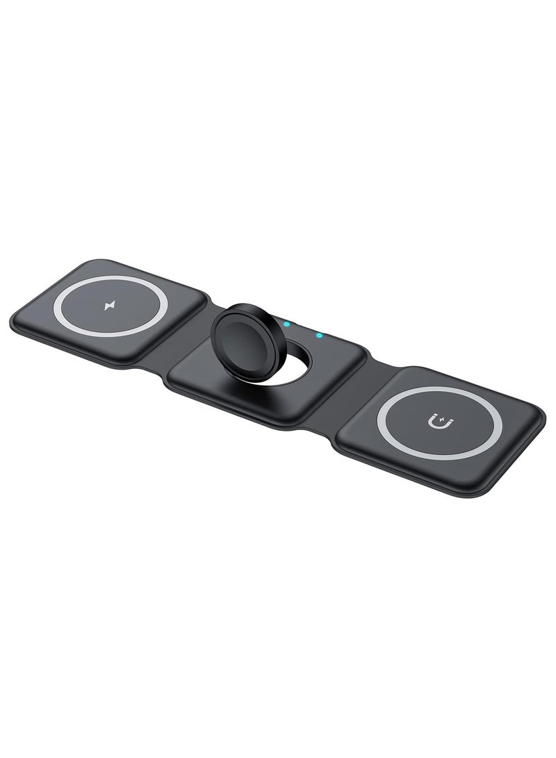 Raxoom 3 in 1 Magnetic Wireless Charger Phone Fast Charging Dock Station for Watch Earphone Compatible with Mutiple Devices - Image 1