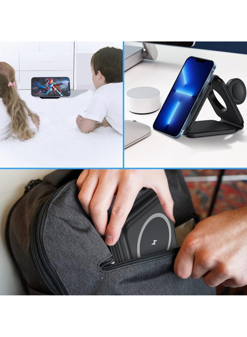 Raxoom 3 in 1 Magnetic Wireless Charger Phone Fast Charging Dock Station for Watch Earphone Compatible with Mutiple Devices - Image 3