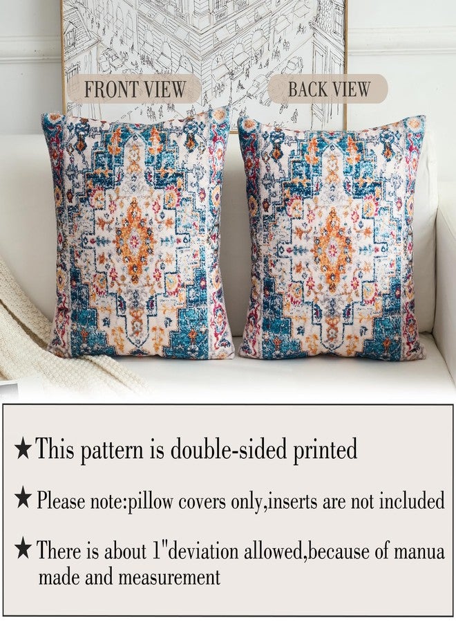 BUAEL Boho Throw Pillow Covers 18x18 inch Set of 2,Boho Vintage Carpet Pattern Antique Ethnic Decor Double Sided Pattern Cushion Cover Soft Pillow Case Living Sofa Room Bed Square Pillow Cover - Image 3
