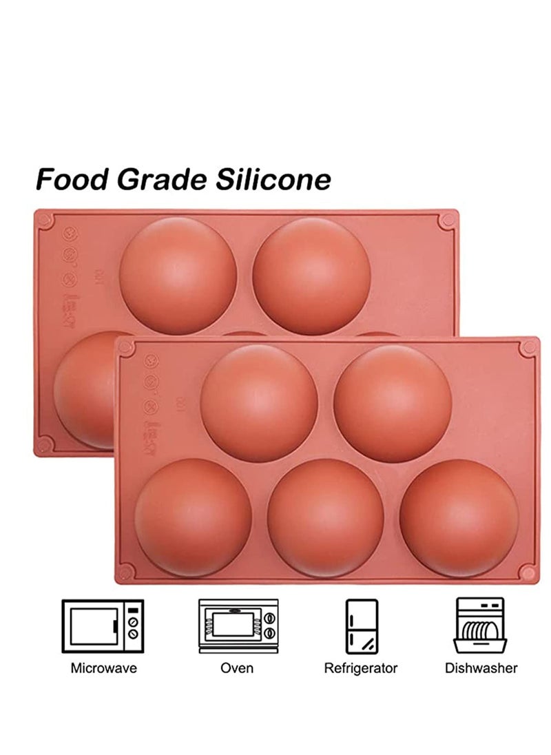 SYOSI - Chocolate Silicone Mould Sphere ound Baking Mold Extra Large non-stick 5-Cavity Semi Sphere Silicone Molds, 1 Packs Cocoa Bomb Ball Molds, Making Hot Chocolate Bomb, Dome Mouse - Image 1
