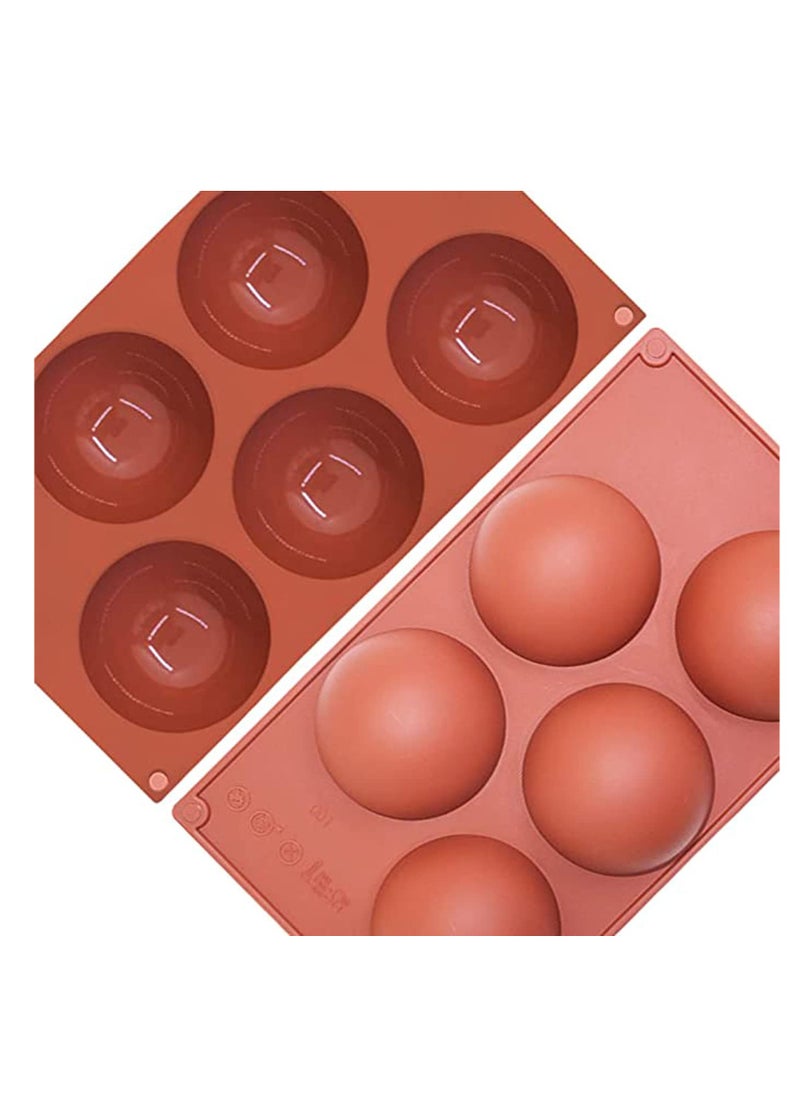 SYOSI - Chocolate Silicone Mould Sphere ound Baking Mold Extra Large non-stick 5-Cavity Semi Sphere Silicone Molds, 1 Packs Cocoa Bomb Ball Molds, Making Hot Chocolate Bomb, Dome Mouse - Image 1