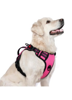 Rabbitgoo rabbitgoo Dog Harness for Large Dogs, No Pull Pet Harness with Soft Padded Handle, Adjustable Reflective Vest with 3 Buckles, Easy Walking Harness with 2 Leash Clips, Pink, L  - Image 1