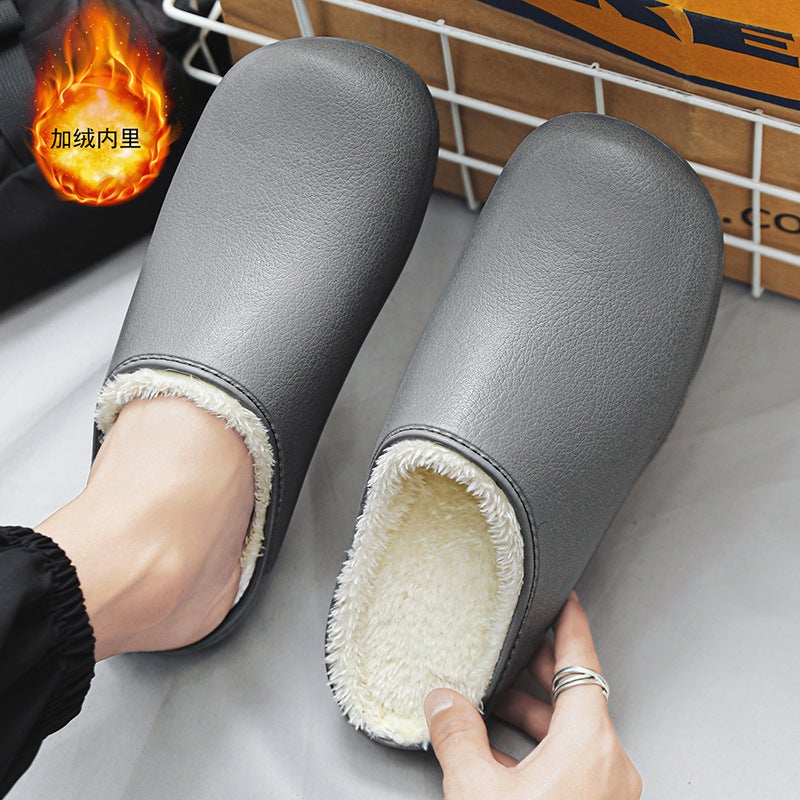 Winter New Cotton Slippers Waterproof Men'S Feeling Comfortable Fleece-Lined Warm Home Slippers Indoor Mao Mao Slippers - Image 1