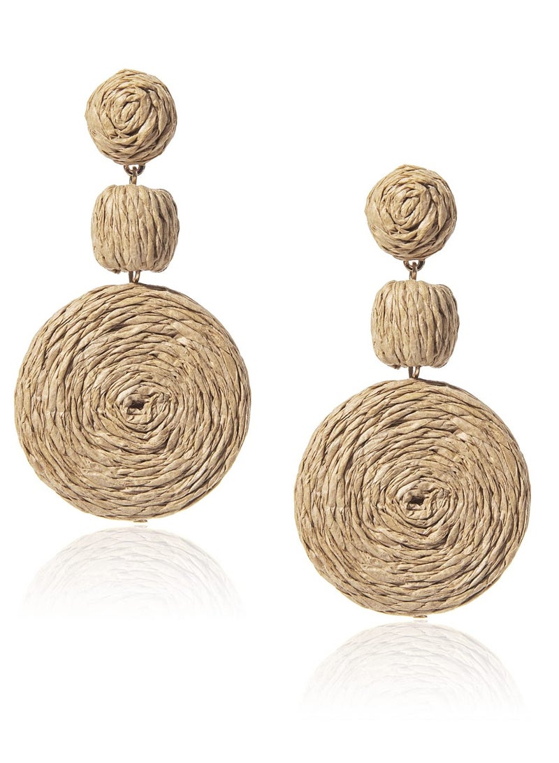 Handmade Boho Raffia Ball Earrings for Women - Statement Round Drop Earrings for Summer Beach Vacations, Stylish Fashion Jewelry for Girls and Women. - Image 1