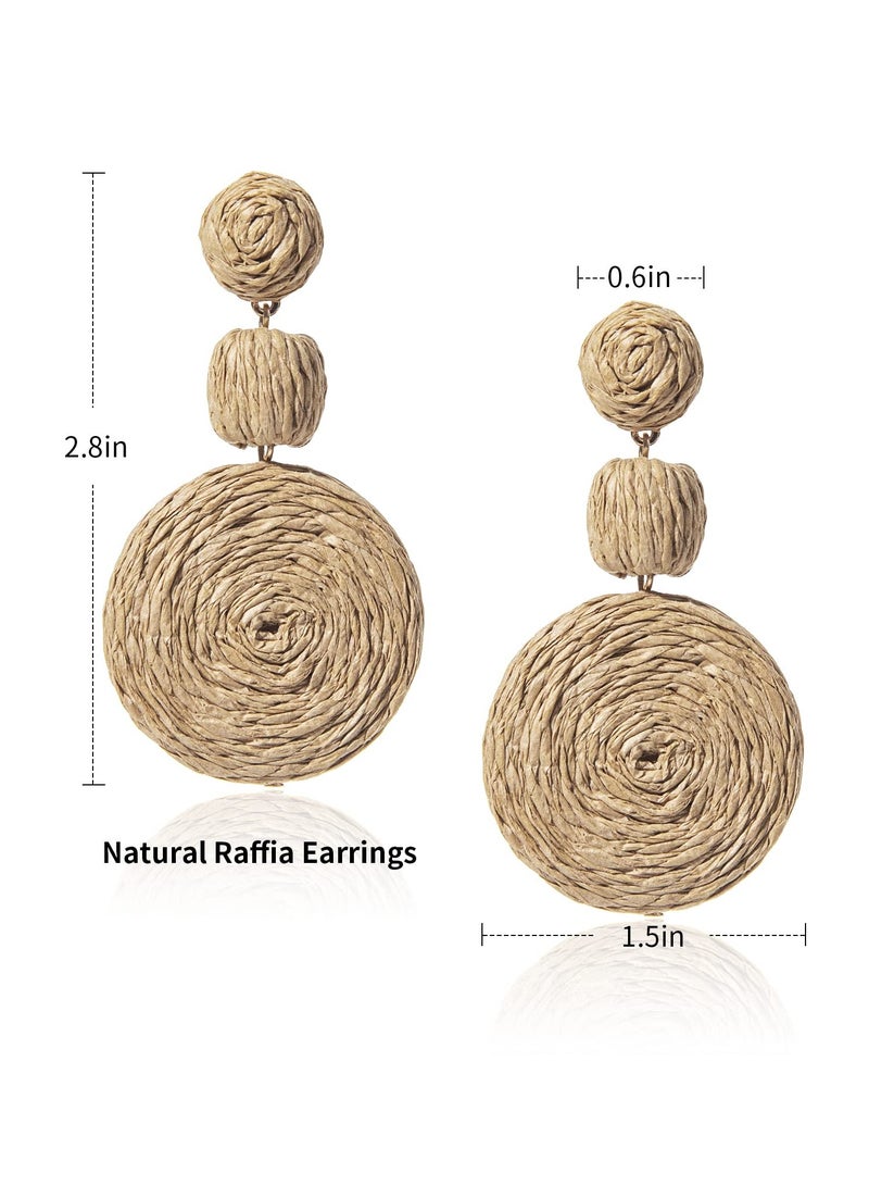 Handmade Boho Raffia Ball Earrings for Women - Statement Round Drop Earrings for Summer Beach Vacations, Stylish Fashion Jewelry for Girls and Women. - Image 5