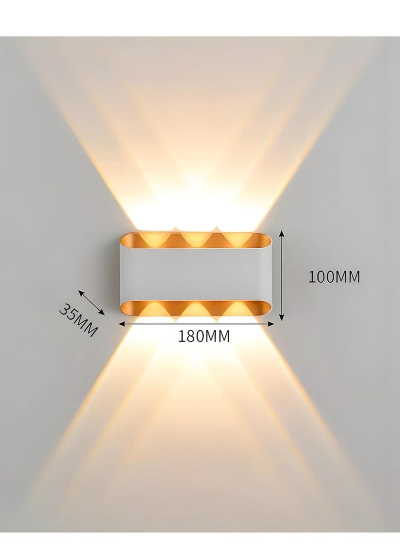 Next Life Modern Up and Down LED Wall Lamp Indoor Outdoor Wall Light Waterproof Wall sconce For Garden Lawn And Balcony White And Gold - Image 2