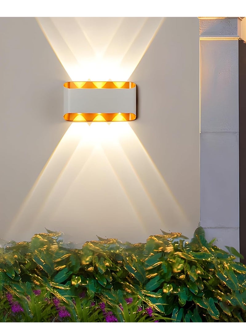Next Life Modern Up and Down LED Wall Lamp Indoor Outdoor Wall Light Waterproof Wall sconce For Garden Lawn And Balcony White And Gold - Image 4